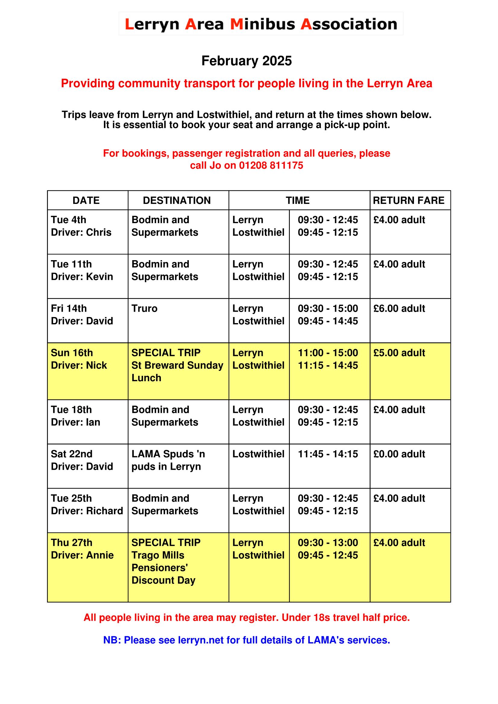 LAMA Trips February 2025